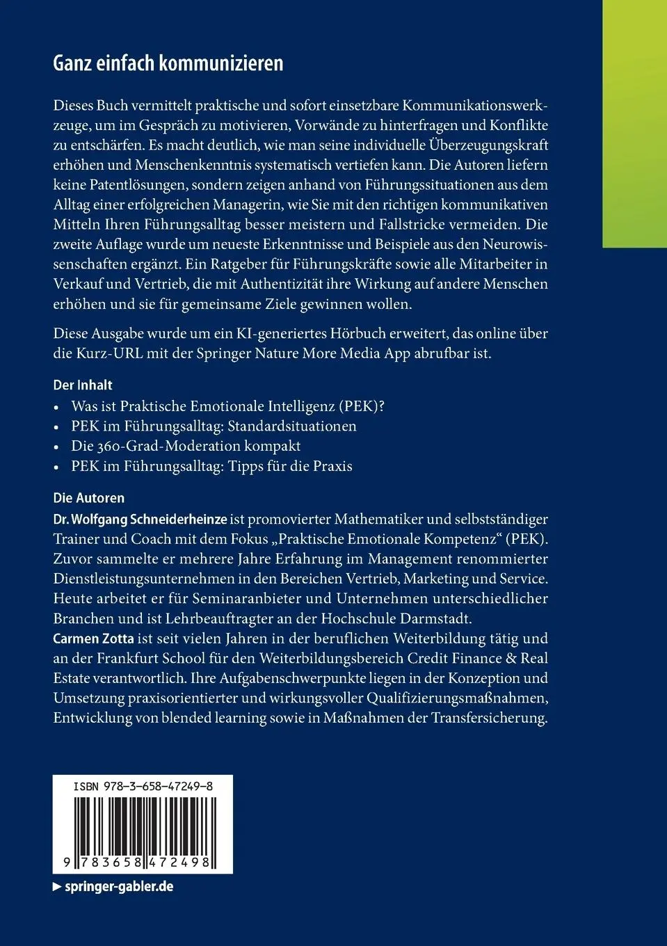 Rückseite: 9783658472498 | Ganz einfach kommunizieren | Carmen Zotta (u. a.) | Taschenbuch | xvi