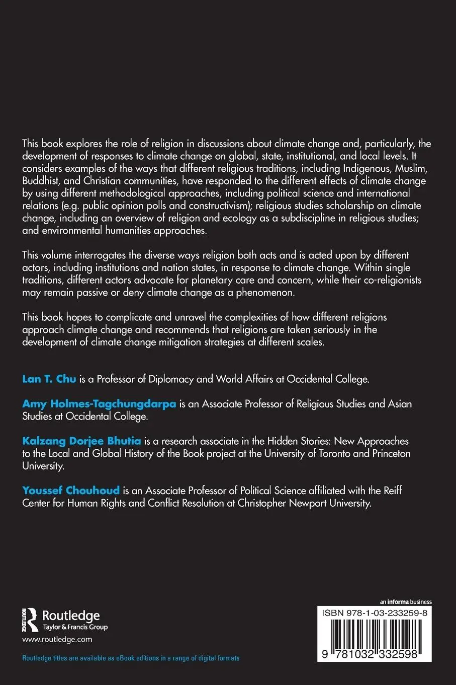 Rückseite: 9781032332598 | On the Significance of Religion in Climate Change | Lan T. Chu (u. a.)