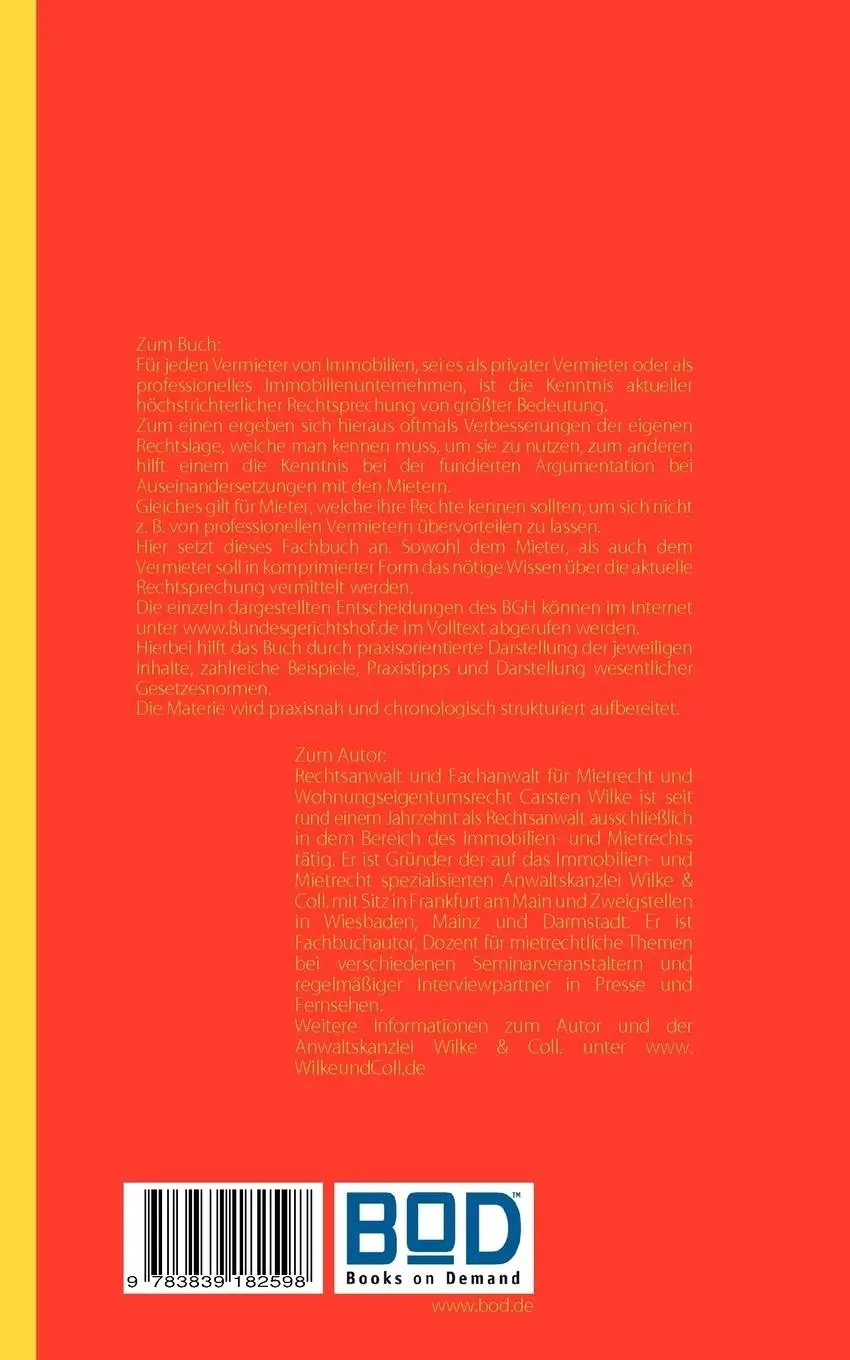 Rückseite: 9783839182598 | Rechtsprechung Mietrecht | Carsten Wilke | Taschenbuch | 108 S. | 2010