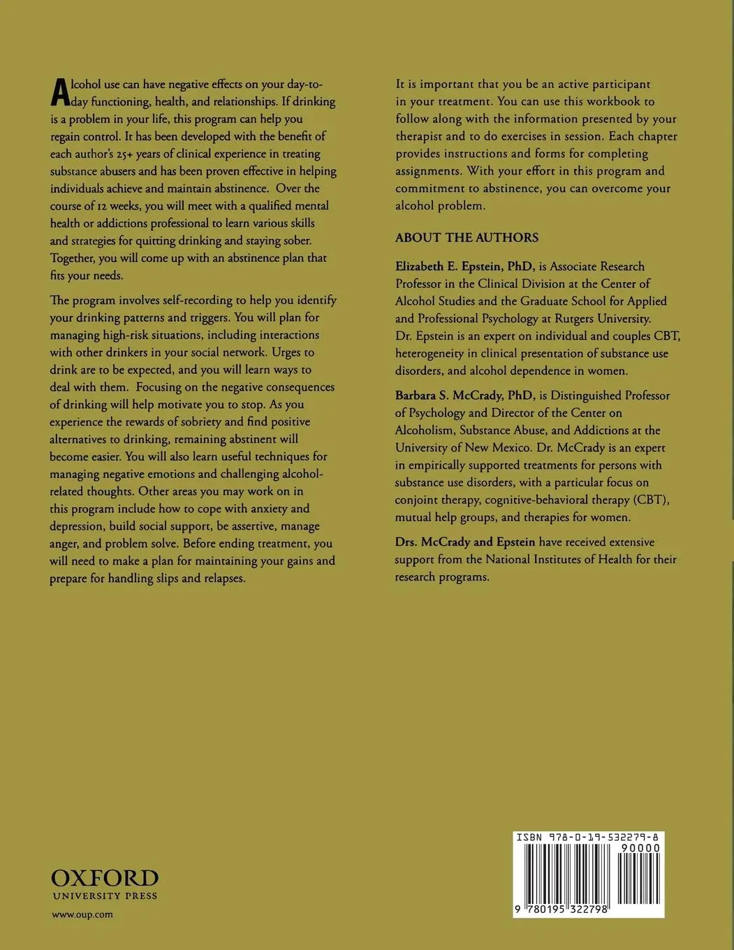 Rückseite: 9780195322798 | Cognitive-Behavioral Treatment Program for Overcoming Alcohol...