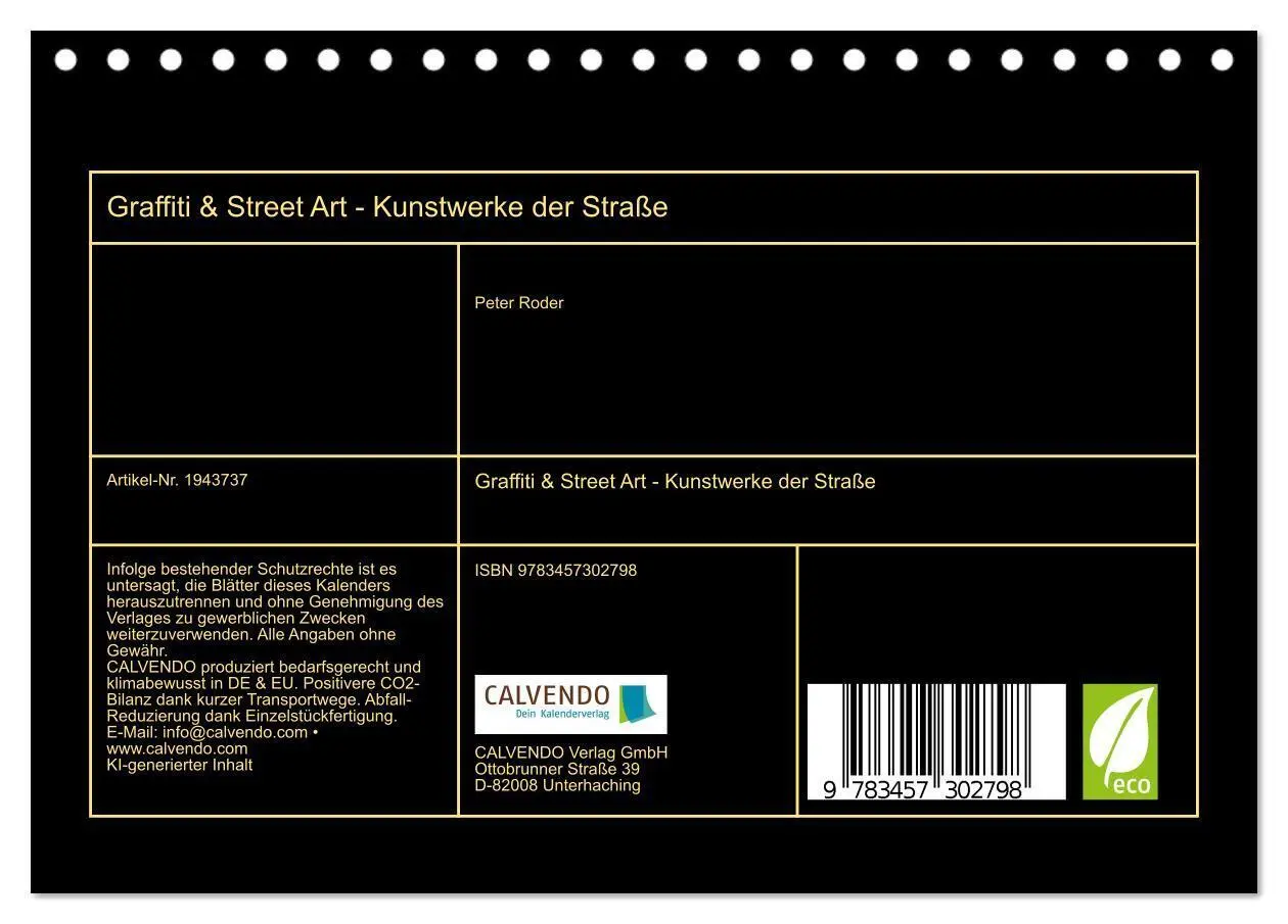 Bild: 9783457302798 | Graffiti &amp; Street Art - Kunstwerke der Straße (Tischkalender 2026...