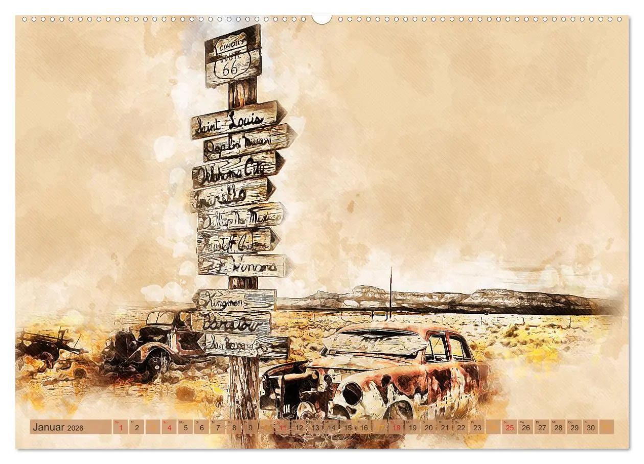 Bild: 9783457782798 | Route 66 - 2451 Meilen Nostalgie (Wandkalender 2026 DIN A2 quer),...
