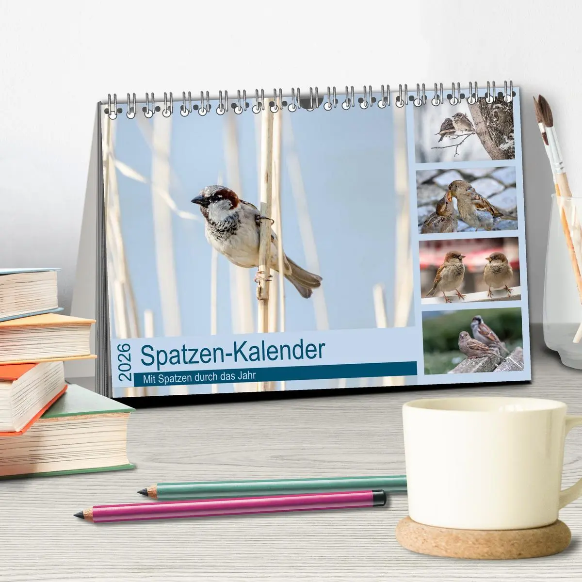 Bild: 9783516182798 | Spatzen-Kalender (Tischkalender 2026 DIN A5 quer), CALVENDO...