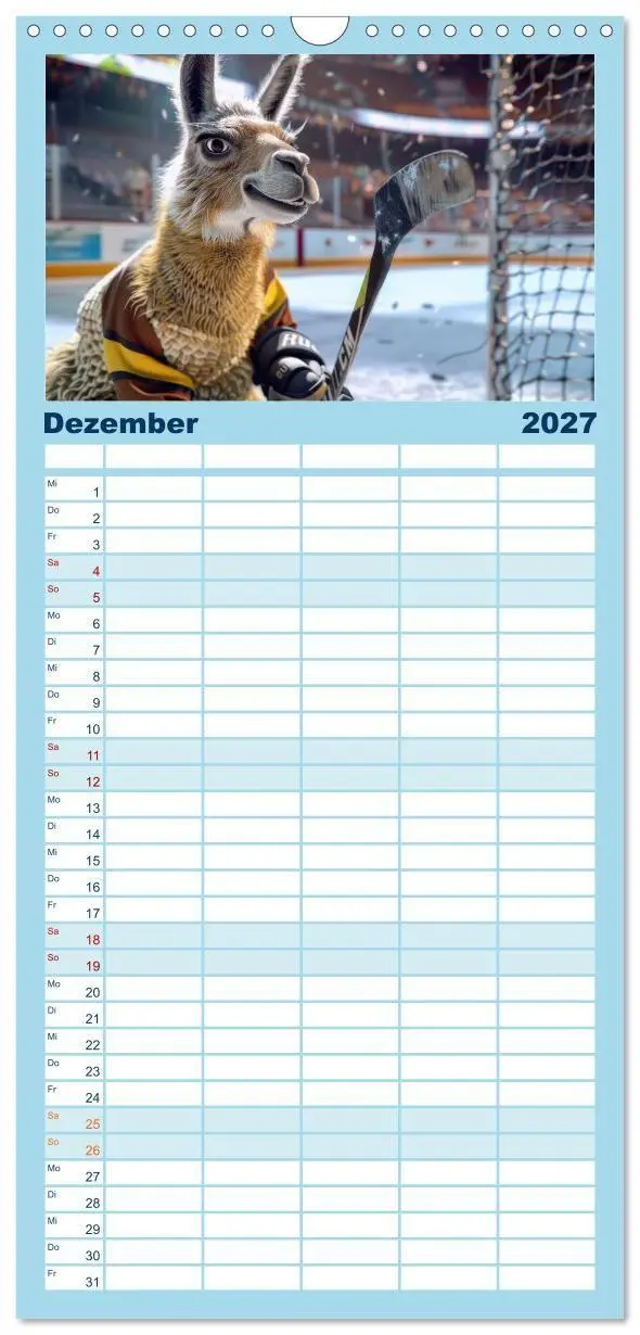 Bild: 9783594302798 | Familienplaner 2027 - Der tierisch lustige Eishockey Kalender mit 5...