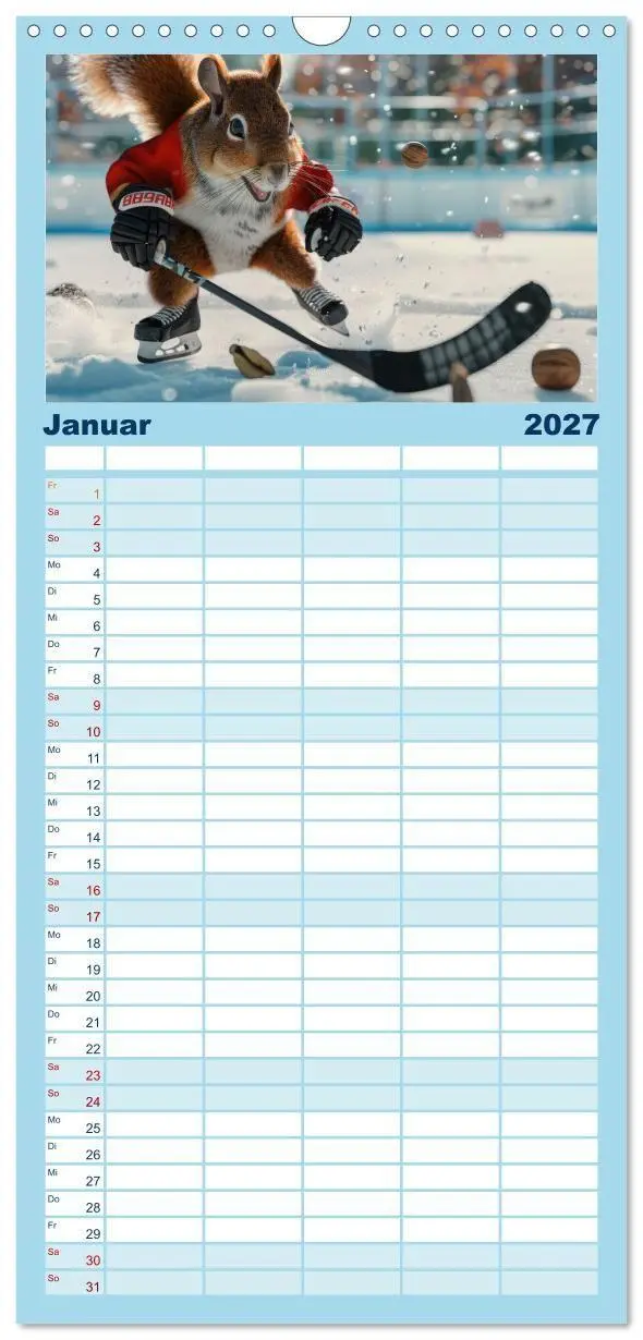 Bild: 9783594302798 | Familienplaner 2027 - Der tierisch lustige Eishockey Kalender mit 5...