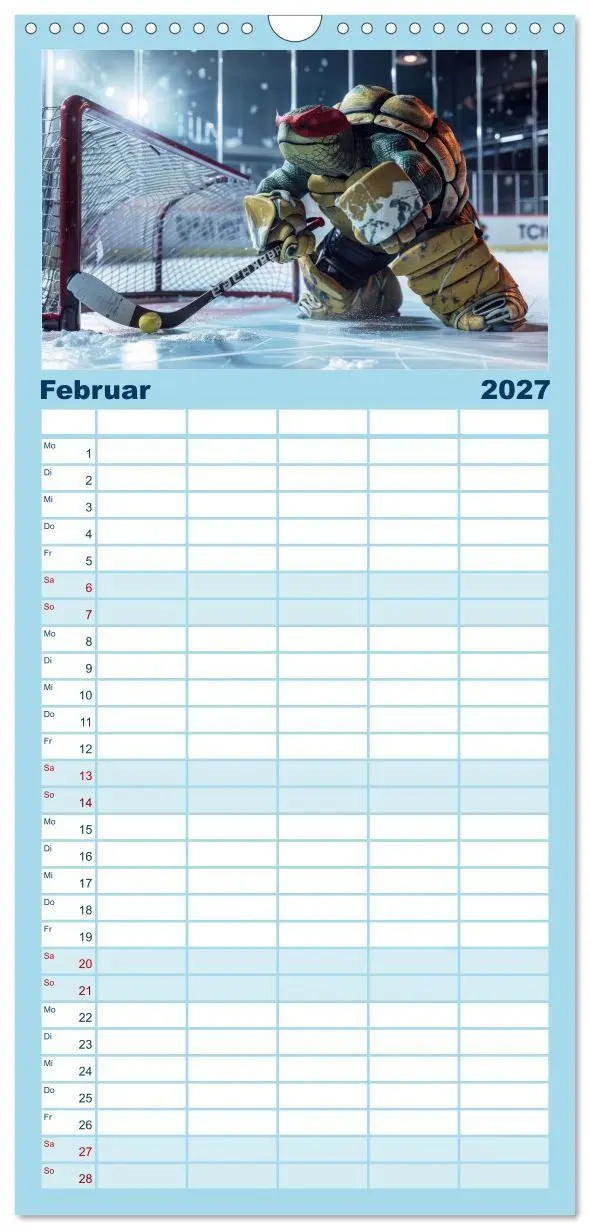 Bild: 9783594302798 | Familienplaner 2027 - Der tierisch lustige Eishockey Kalender mit 5...