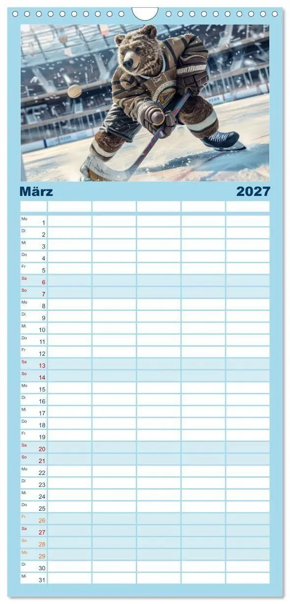 Bild: 9783594302798 | Familienplaner 2027 - Der tierisch lustige Eishockey Kalender mit 5...