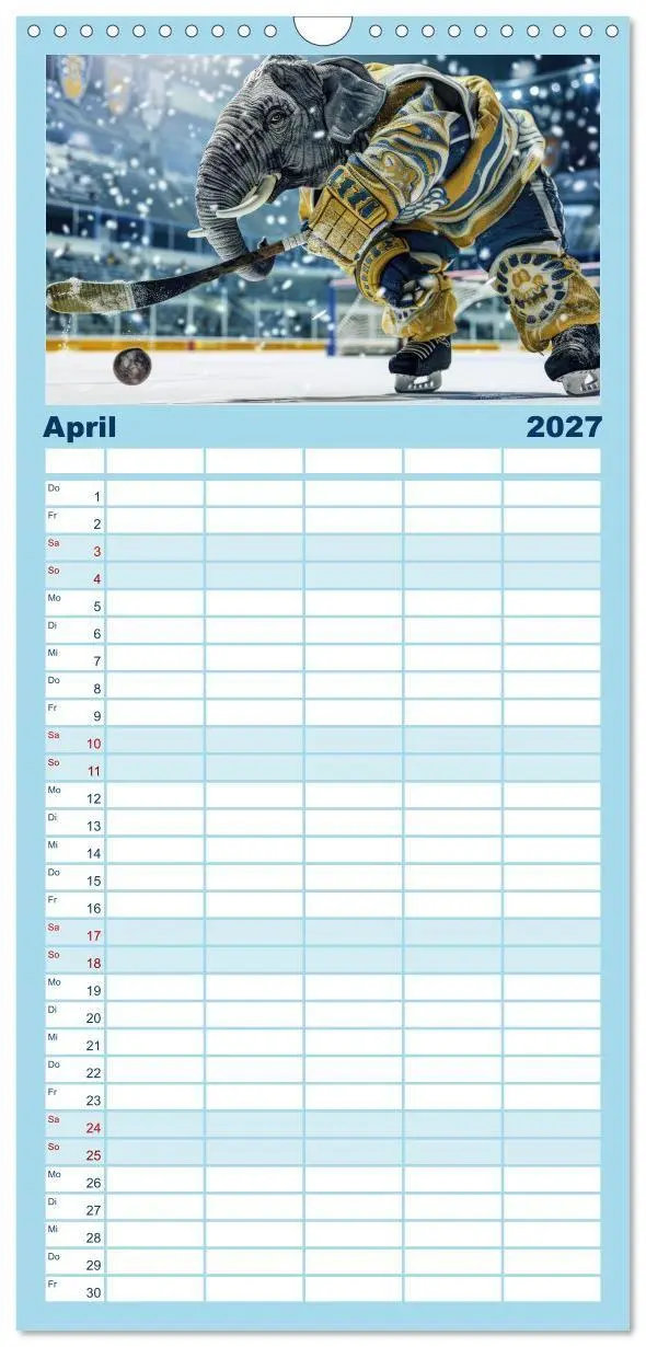 Bild: 9783594302798 | Familienplaner 2027 - Der tierisch lustige Eishockey Kalender mit 5...