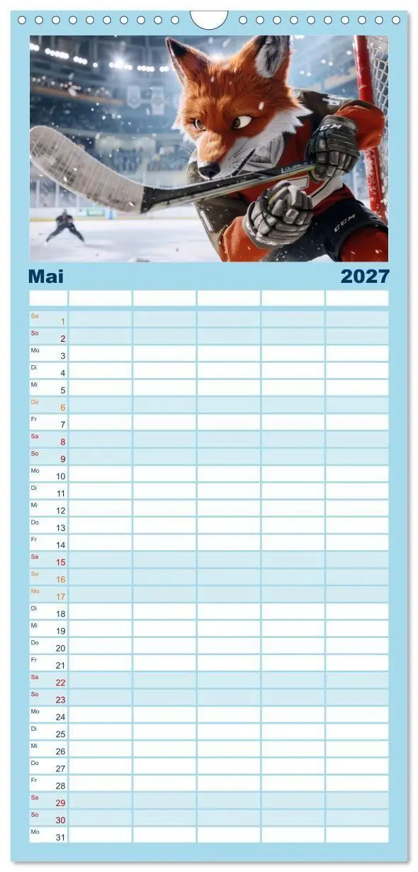Bild: 9783594302798 | Familienplaner 2027 - Der tierisch lustige Eishockey Kalender mit 5...