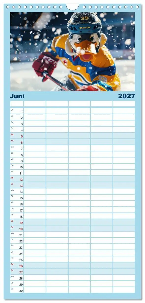 Bild: 9783594302798 | Familienplaner 2027 - Der tierisch lustige Eishockey Kalender mit 5...