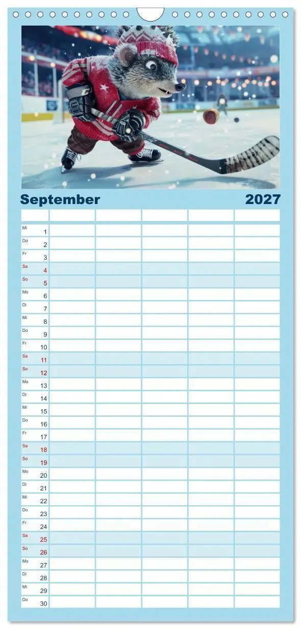 Bild: 9783594302798 | Familienplaner 2027 - Der tierisch lustige Eishockey Kalender mit 5...