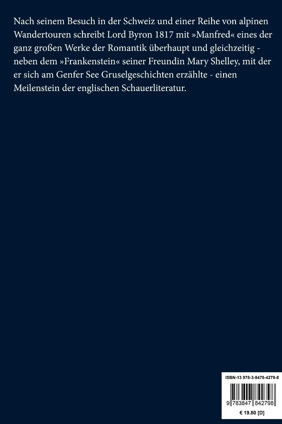 Rückseite: 9783847842798 | Manfred (Großdruck) | Ein dramatisches Gedicht | Byron | Buch | 68 S.