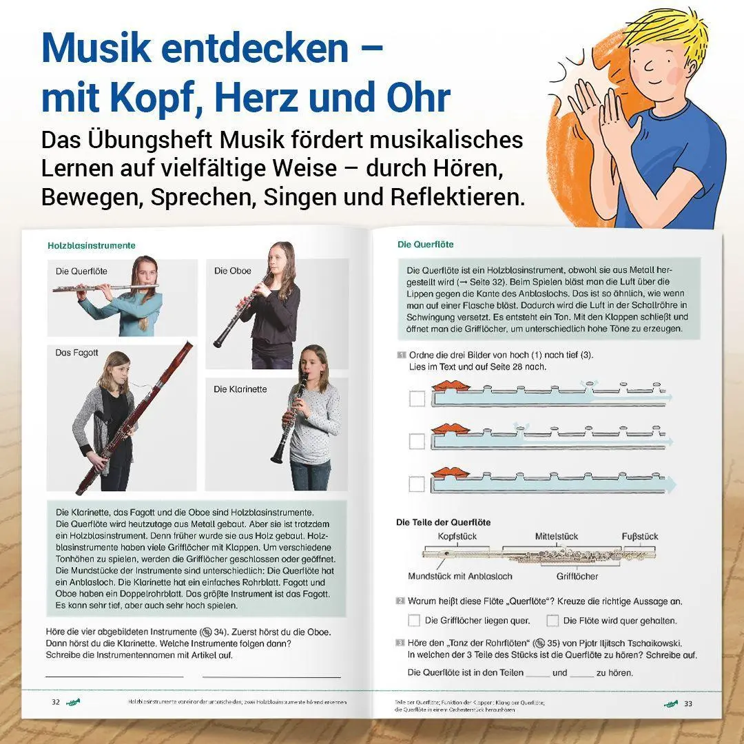 Bild: 9783619372898 | Das Übungsheft Musik 3/4 | Noten, Instrumente, Komponisten | Junge