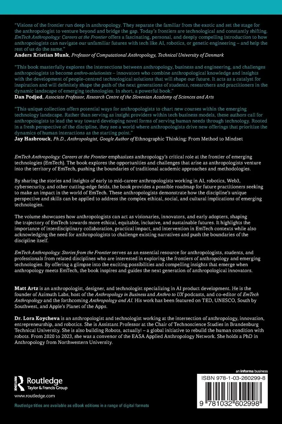 Rückseite: 9781032602998 | EmTech Anthropology | Careers at the Frontier | Matt Artz (u. a.)