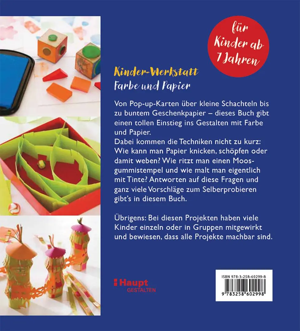 Rückseite: 9783258602998 | Kinder-Werkstatt Farbe und Papier | Eva Hauck | Taschenbuch | 96 S.