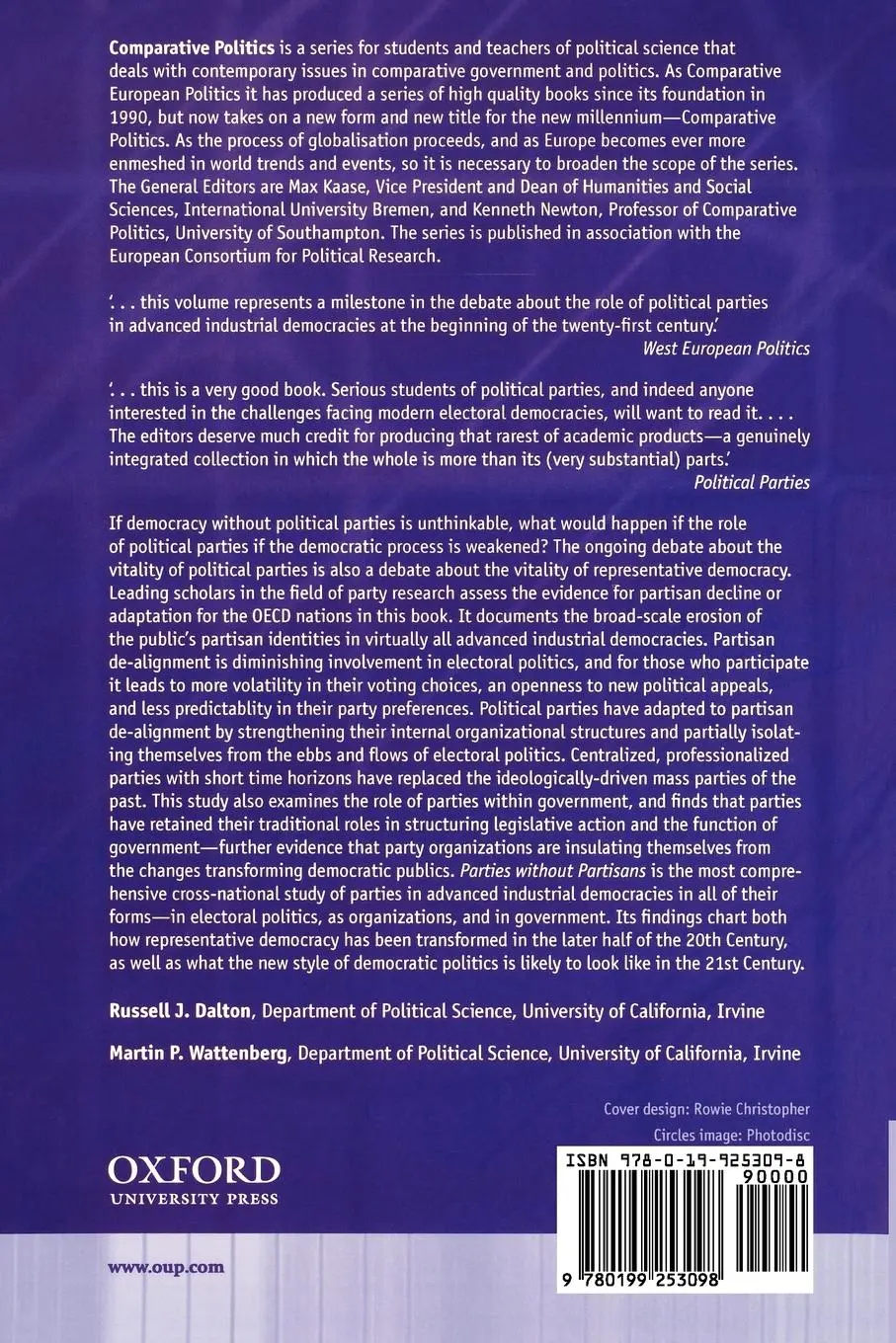 Rückseite: 9780199253098 | Parties Without Partisans | Russell J. Dalton (u. a.) | Taschenbuch