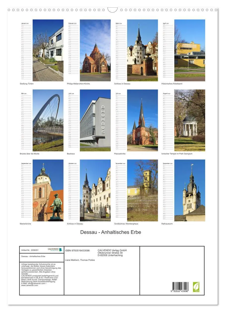 Bild: 9783516433098 | Dessau - Anhaltisches Erbe (Wandkalender 2026 DIN A2 hoch),...