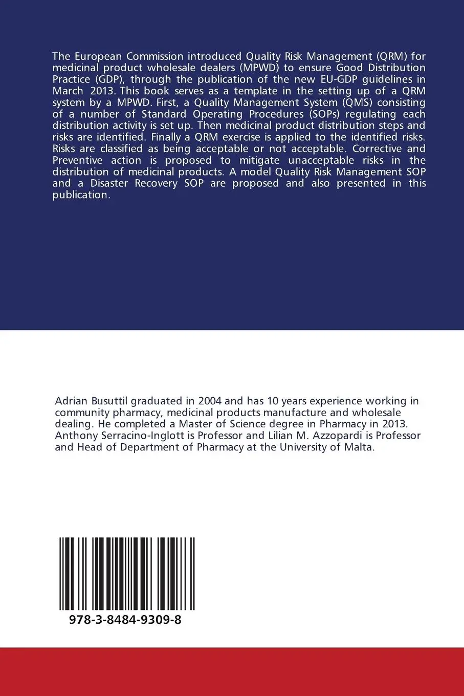 Rückseite: 9783848493098 | Use of Quality Risk Management for ensuring Good Distribution Practice