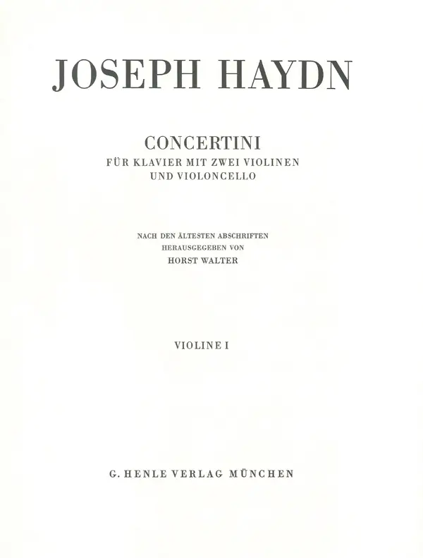 Cover: 9790201803098 | Concertini For Piano | Franz Joseph Haydn | Buch | G. Henle Verlag