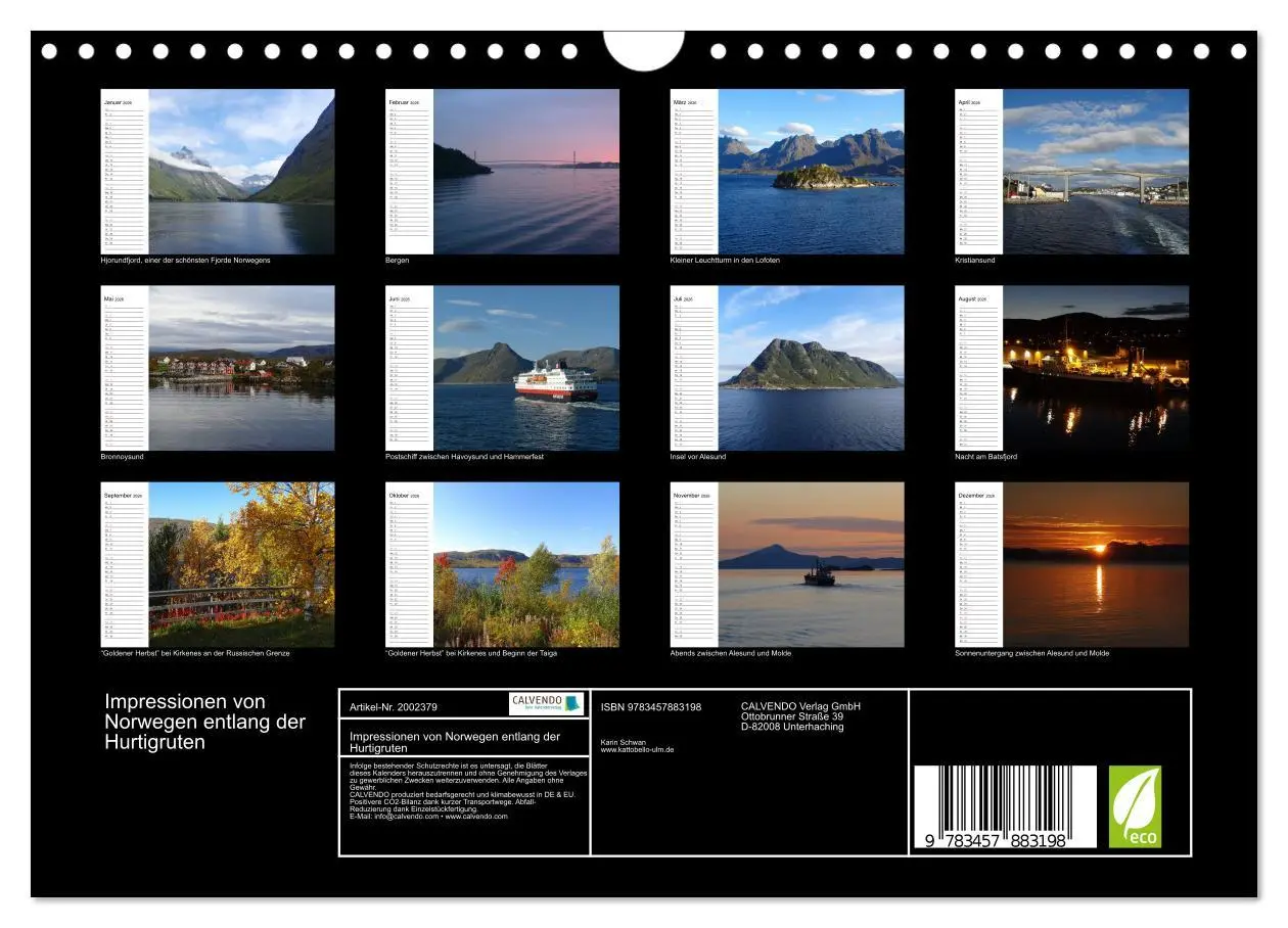 Bild: 9783457883198 | Impressionen von Norwegen entlang der Hurtigruten (Wandkalender...