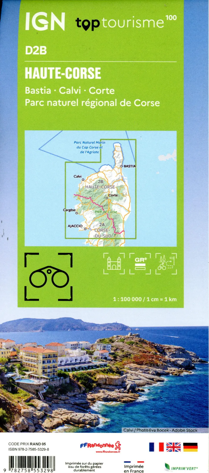 Bild: 9782758553298 | 2B Haute Corse | 1:100000 | (Land-)Karte | IGN Top 100 départemental
