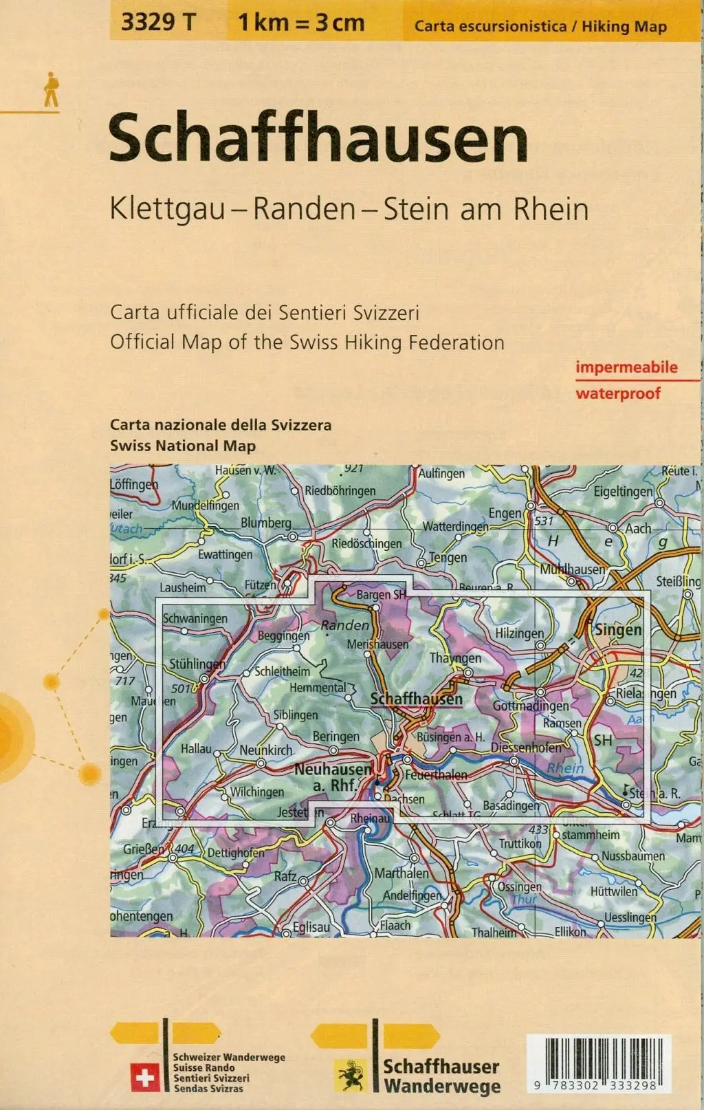Bild: 9783302333298 | Swisstopo 1 : 33 333 Schaffhausen | Klettgau-Randen-Stein am Rhein