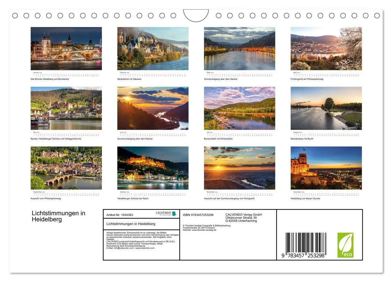 Bild: 9783457253298 | Lichtstimmungen in Heidelberg (Wandkalender 2026 DIN A4 quer),...