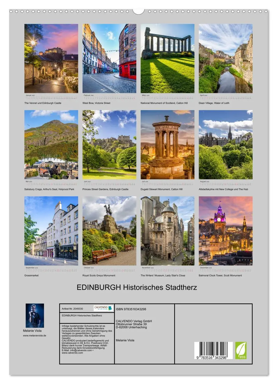 Bild: 9783516343298 | EDINBURGH Historisches Stadtherz (hochwertiger Premium Wandkalender...
