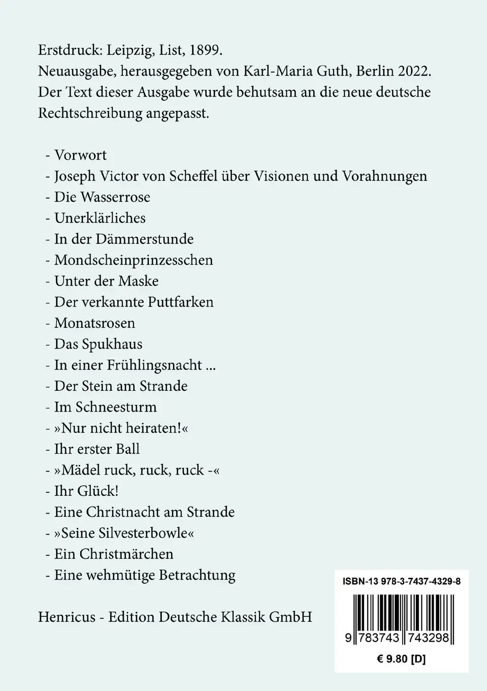 Rückseite: 9783743743298 | Spukgeschichten und andere Erzählungen | Nataly Von Eschstruth | Buch
