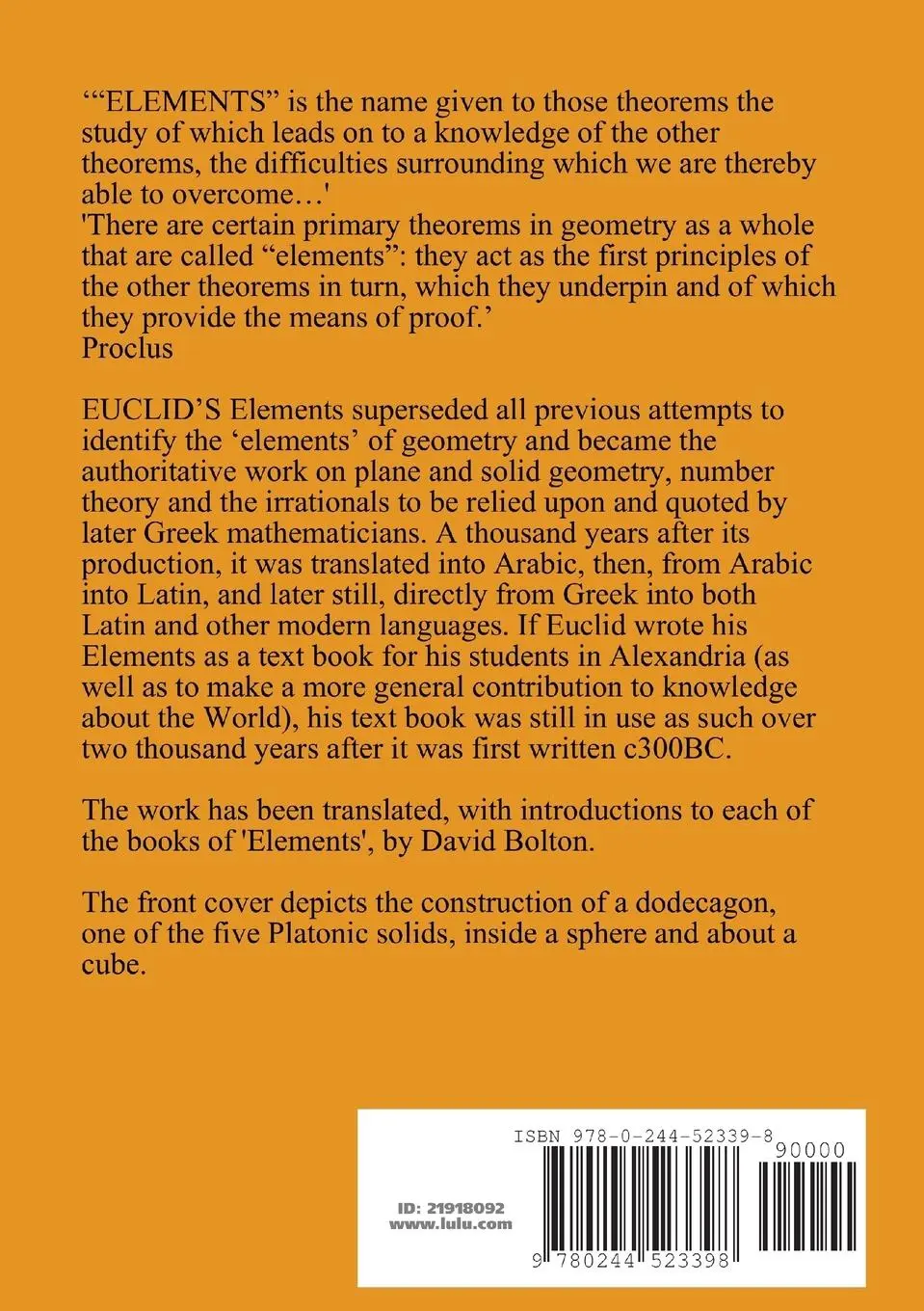 Rückseite: 9780244523398 | Euclid Elements | David Bolton | Taschenbuch | Kartoniert / Broschiert