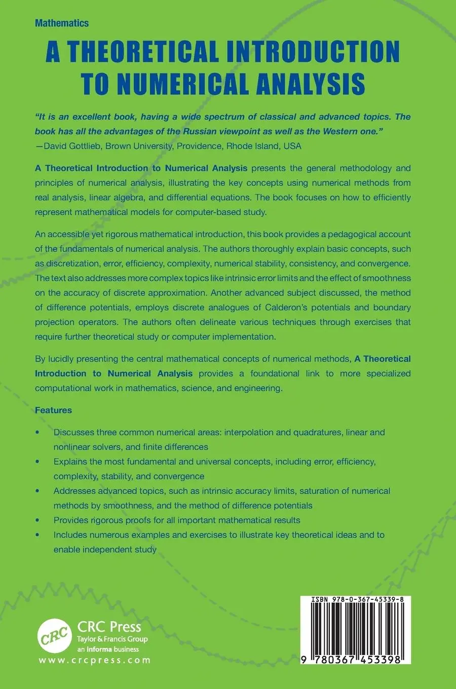 Rückseite: 9780367453398 | A Theoretical Introduction to Numerical Analysis | Ryaben'kii (u. a.)