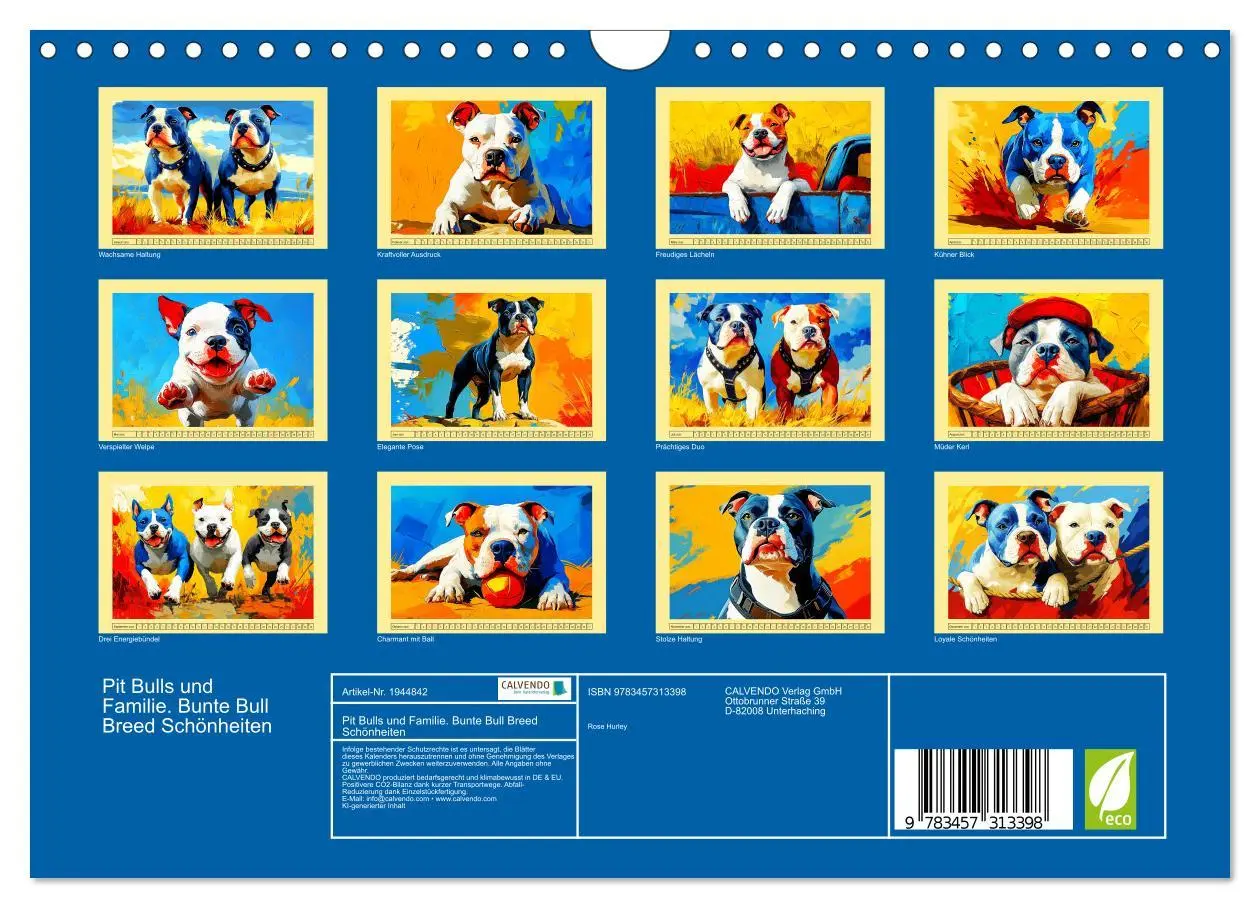 Bild: 9783457313398 | Pit Bulls und Familie. Bunte Bull Breed Schönheiten (Wandkalender...