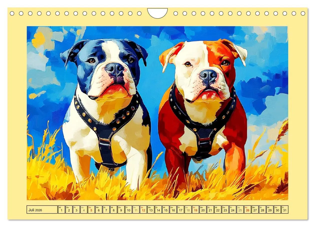 Bild: 9783457313398 | Pit Bulls und Familie. Bunte Bull Breed Schönheiten (Wandkalender...