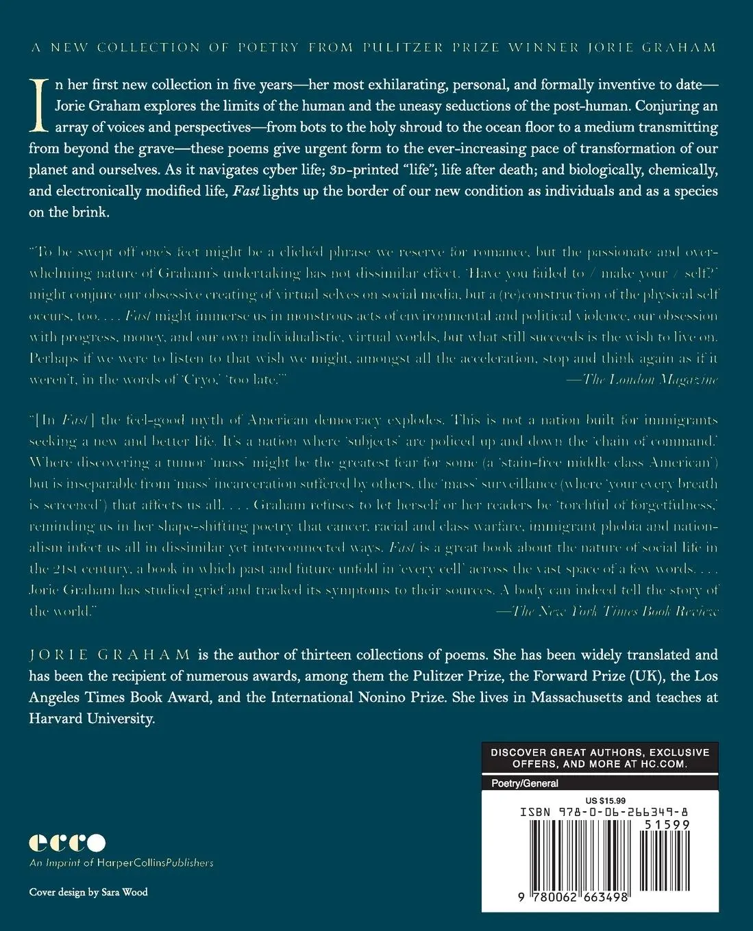 Rückseite: 9780062663498 | Fast | Poems | Jorie Graham | Taschenbuch | Kartoniert / Broschiert
