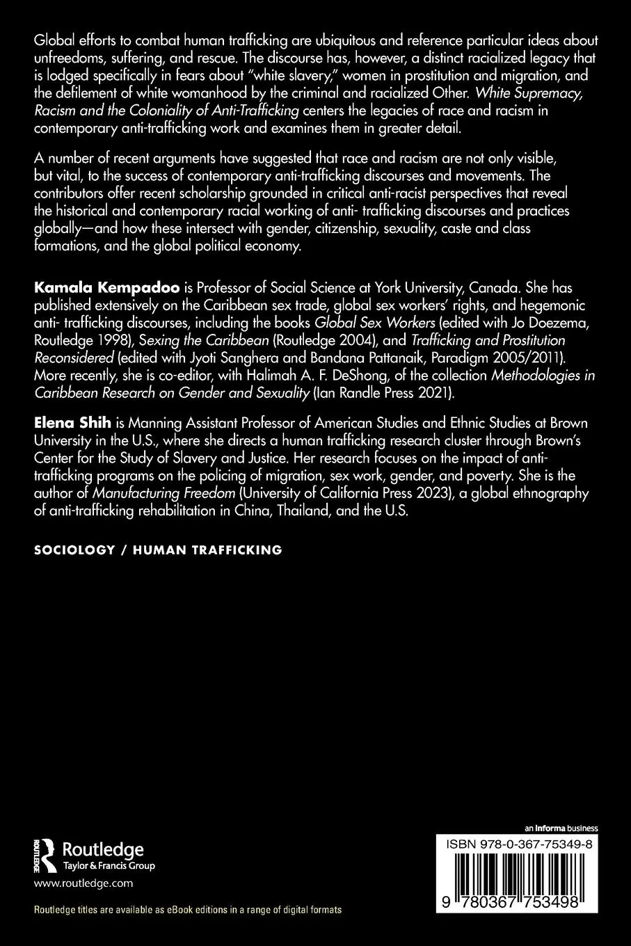 Rückseite: 9780367753498 | White Supremacy, Racism and the Coloniality of Anti-Trafficking | Buch