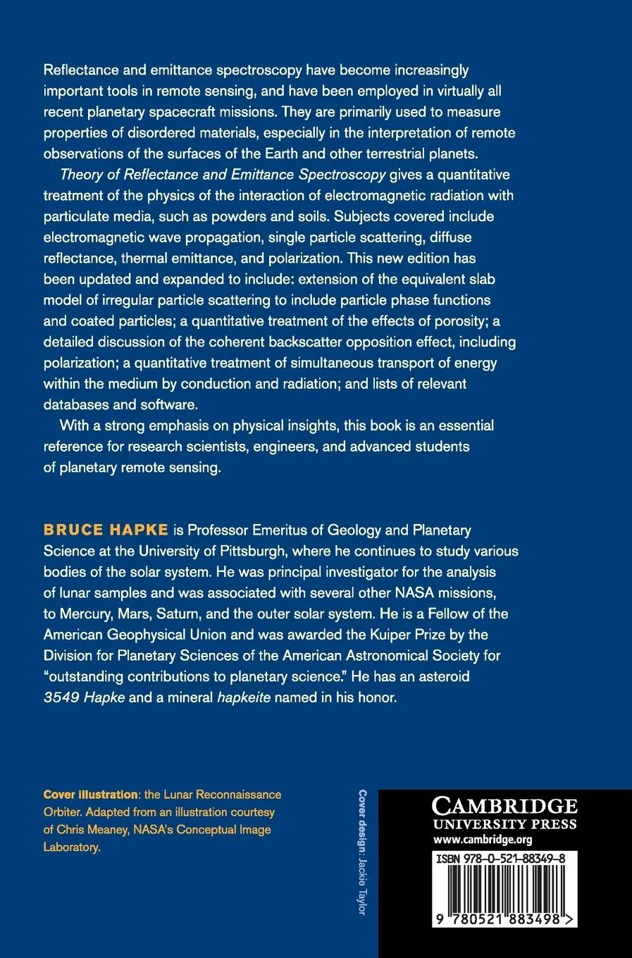 Rückseite: 9780521883498 | Theory of Reflectance and Emittance Spectroscopy | Bruce Hapke | Buch