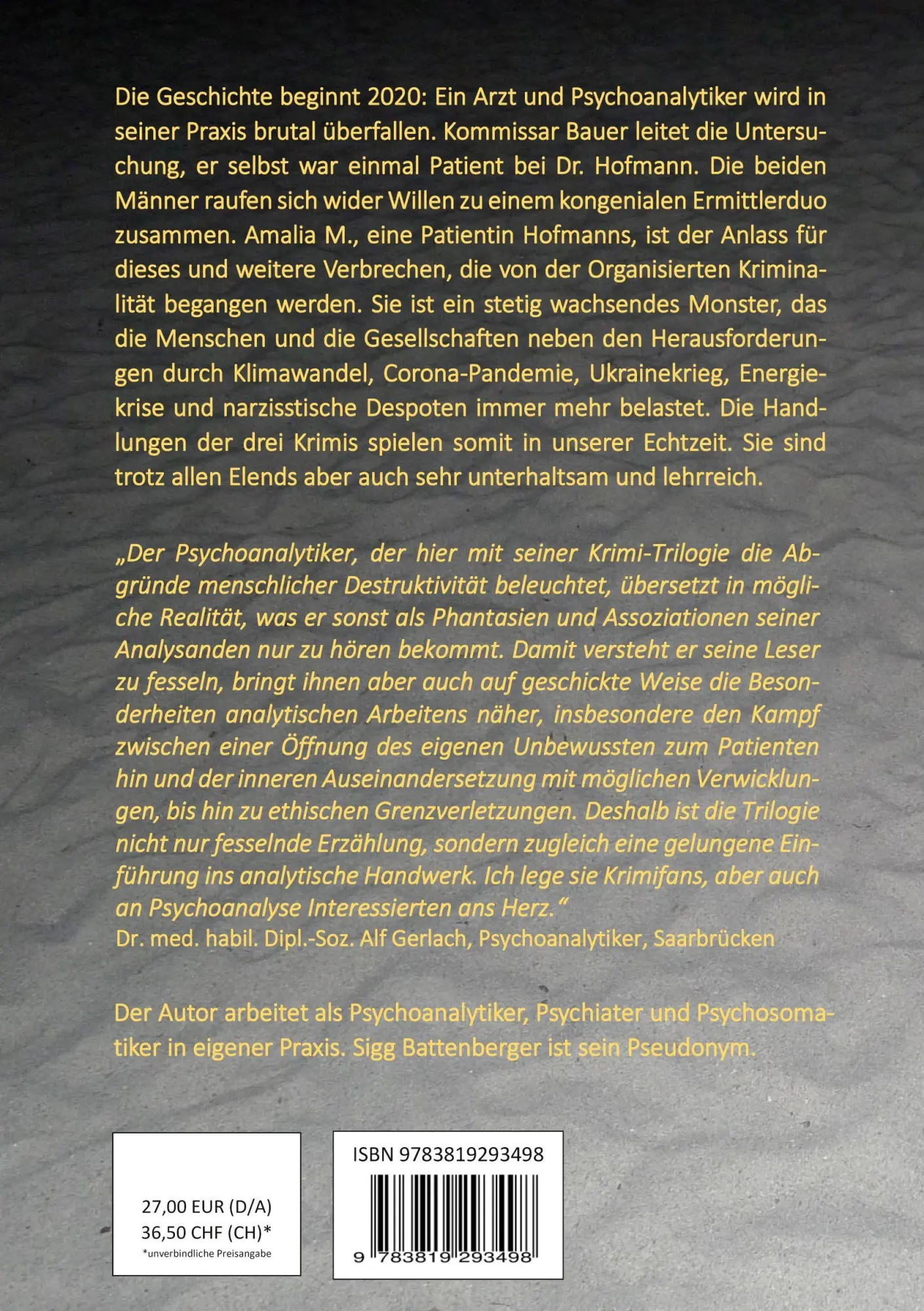 Rückseite: 9783819293498 | Der Arzt, seine Patientin und der Kommissar | Sigg Battenberger | Buch