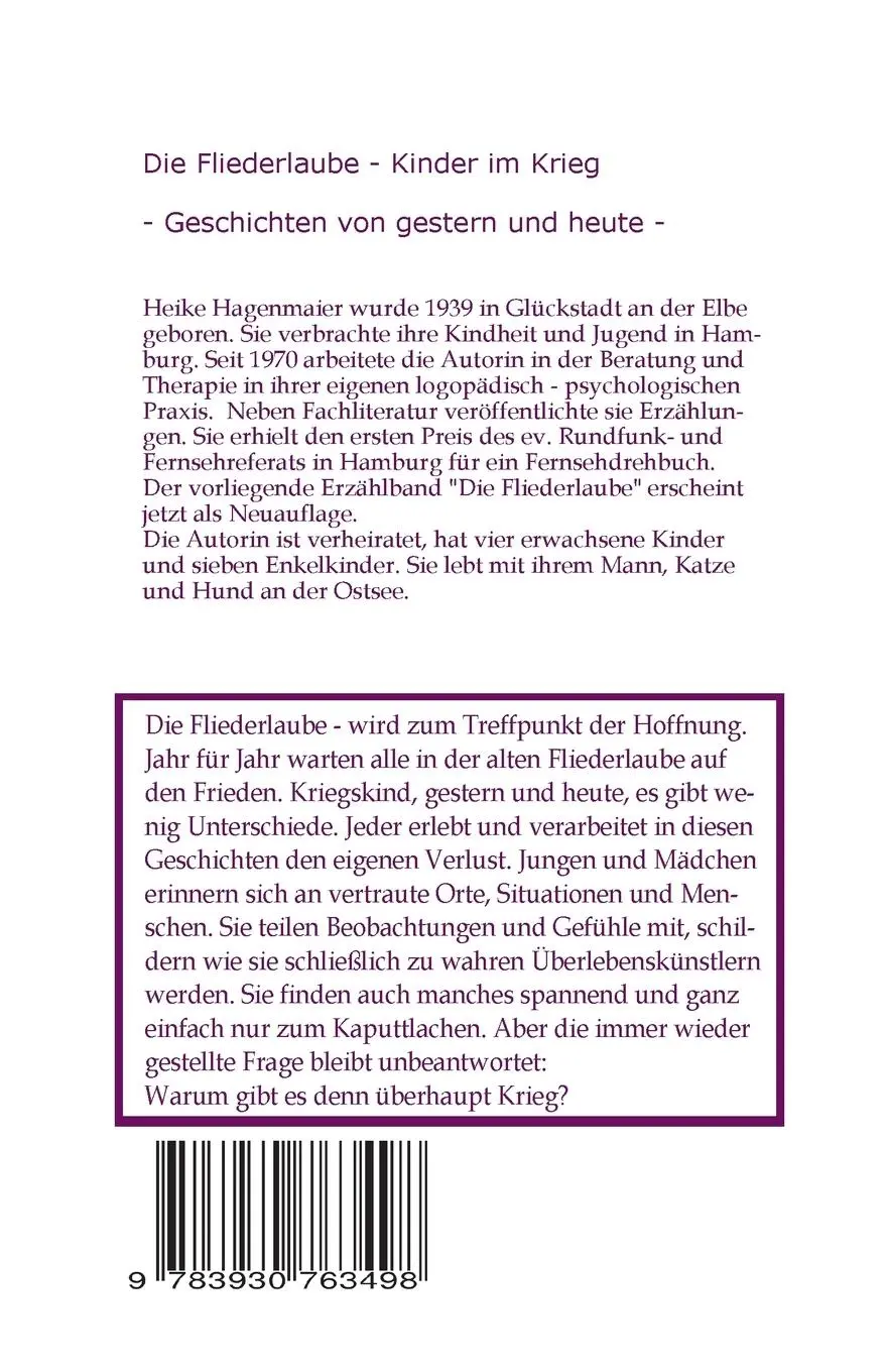 Rückseite: 9783930763498 | Die Fliederlaube | Kinder im Krieg | Heike Hagenmaier | Taschenbuch