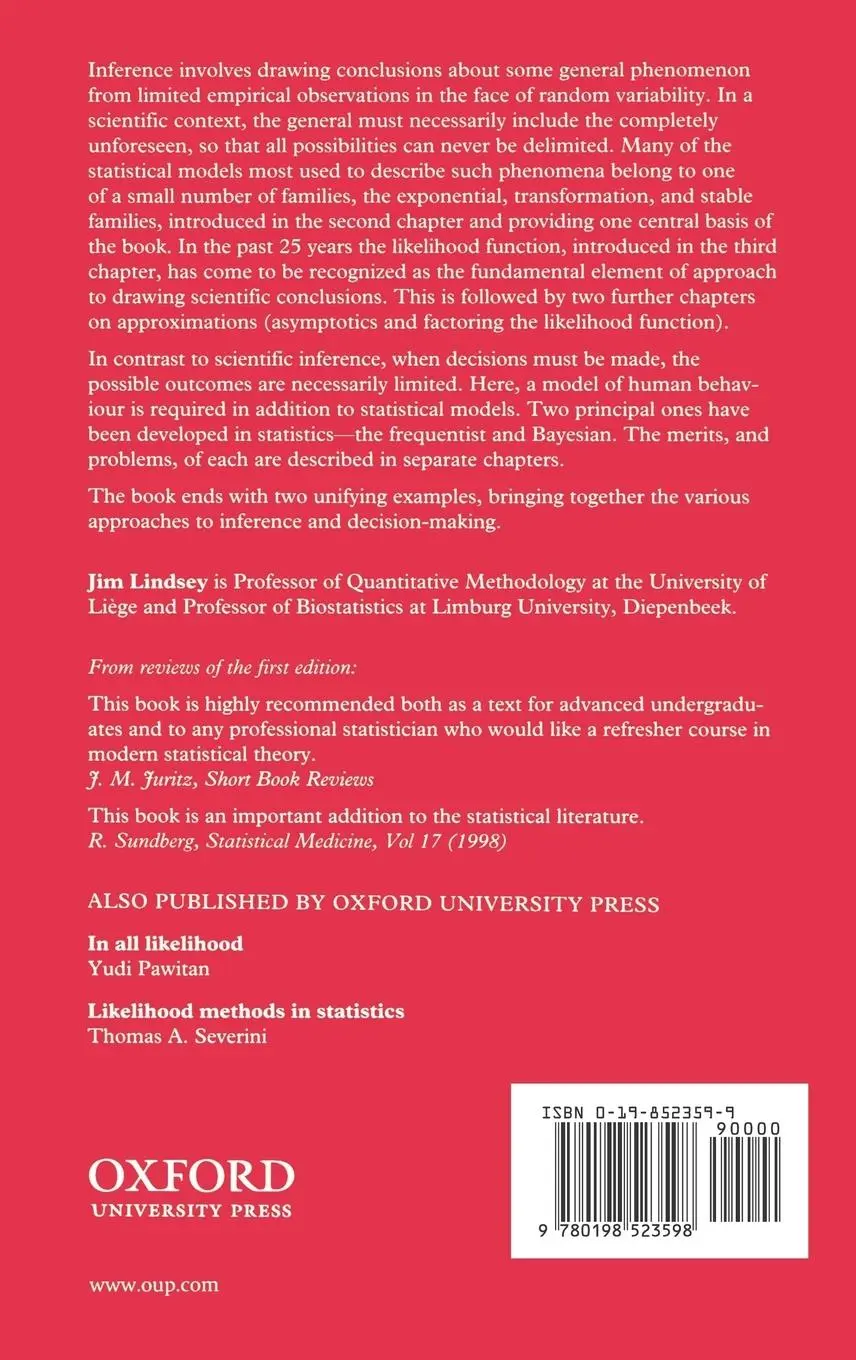 Rückseite: 9780198523598 | Parametric Statistical Inference | James K Lindsey (u. a.) | Buch