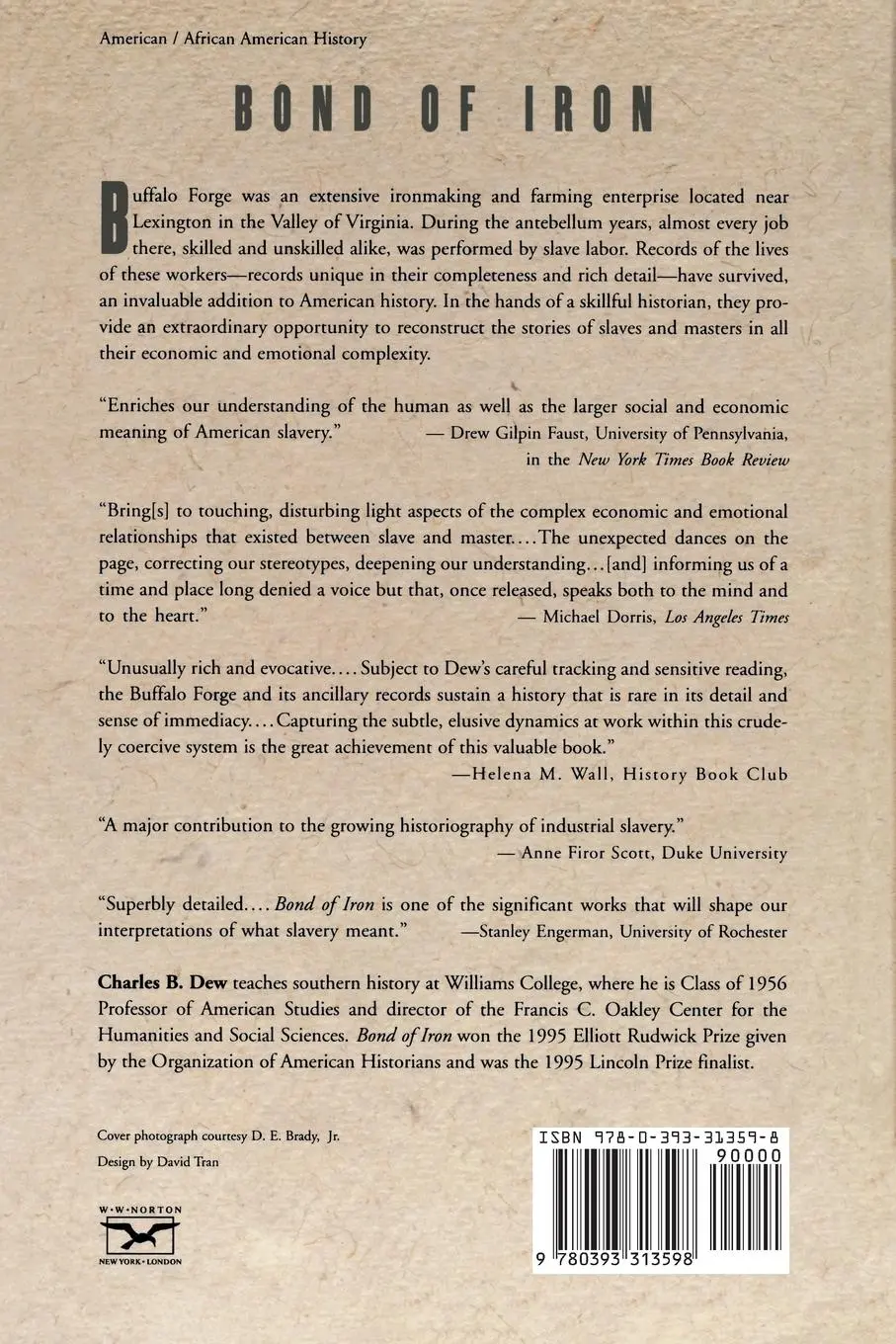 Rückseite: 9780393313598 | Bond of Iron | Master and Slave at Buffalo Forge (Revised) | Dew