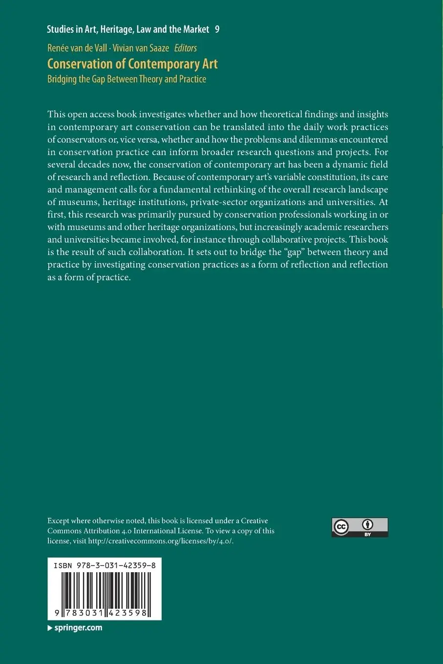 Rückseite: 9783031423598 | Conservation of Contemporary Art | Vivian Van Saaze (u. a.) | Buch