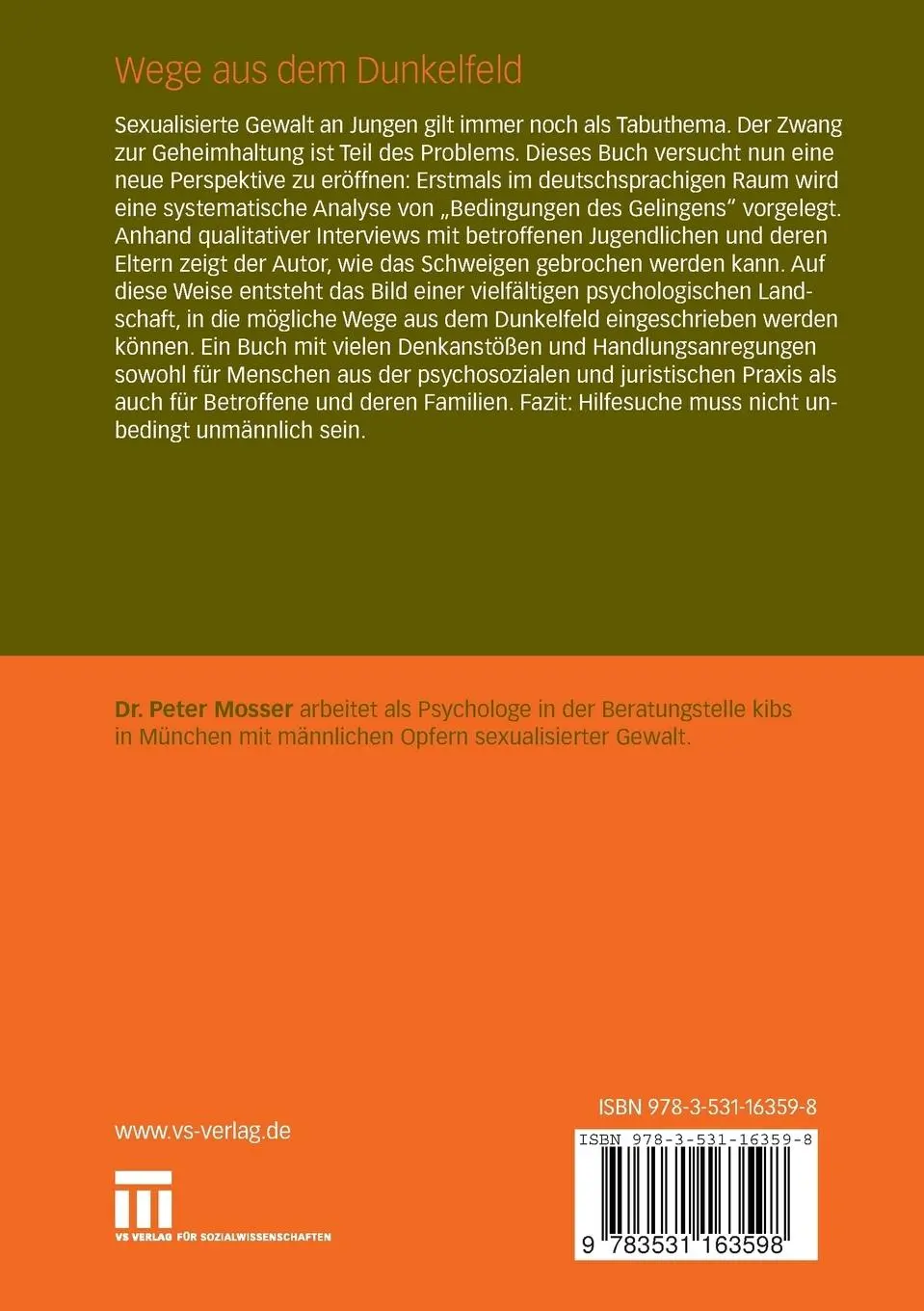 Rückseite: 9783531163598 | Wege aus dem Dunkelfeld | Peter Mosser | Taschenbuch | ix | Deutsch