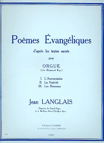 Cover: 9790230323598 | Poèmes évangéliques pour orgue | Jean Langlais | Buch | Combre Edition