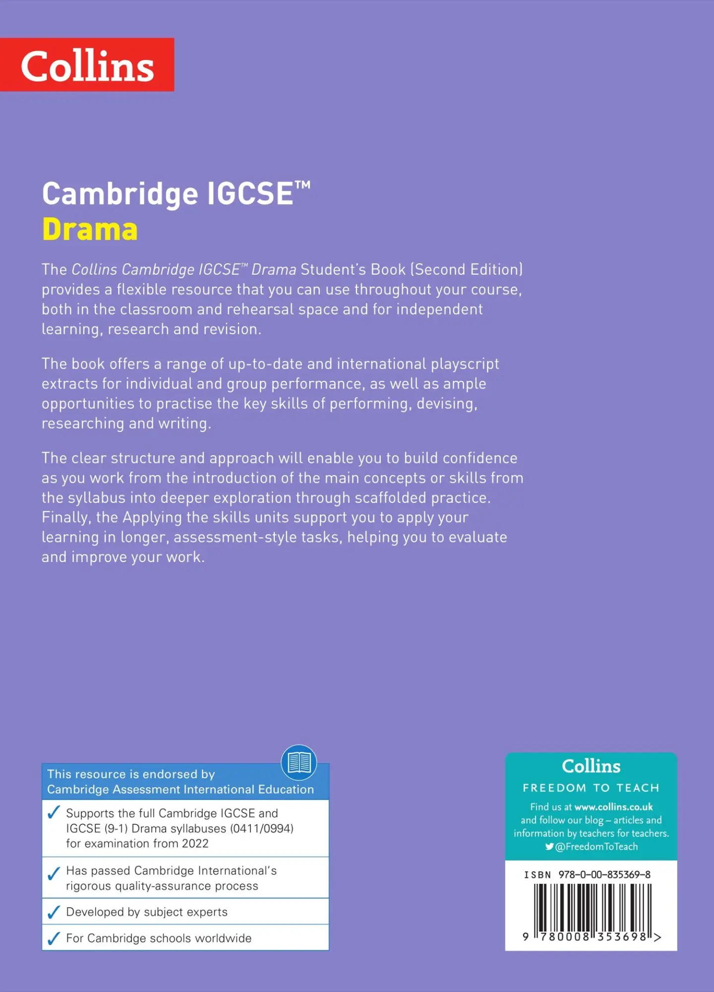 Rückseite: 9780008353698 | Cambridge IGCSE(TM) Drama Student's Book | Mike Gould (u. a.) | Buch