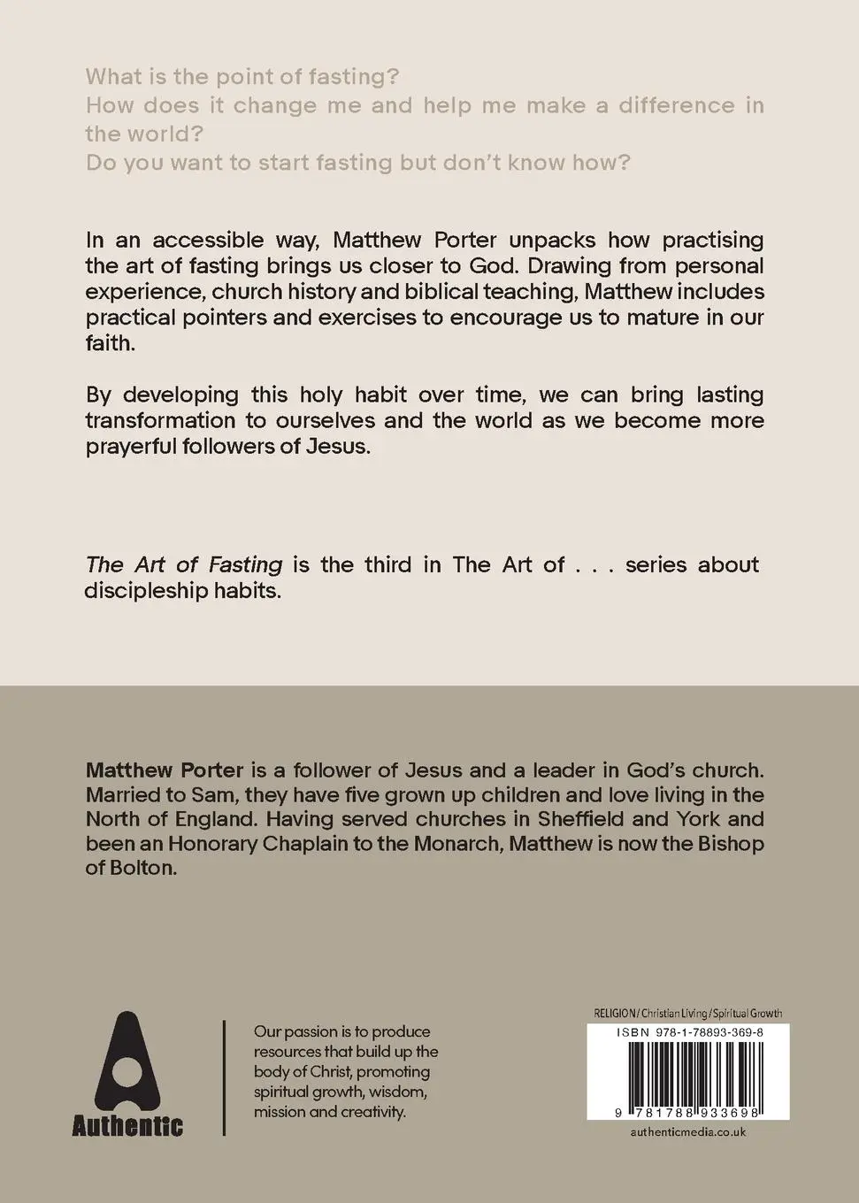Rückseite: 9781788933698 | The Art of Fasting | Becoming a More Prayerful Person | Matthew Porter