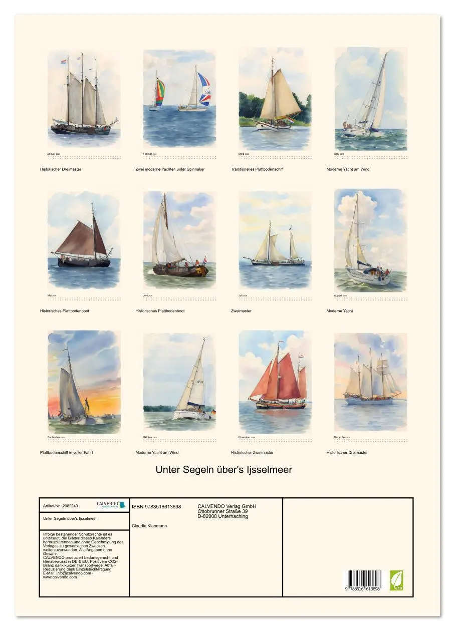 Bild: 9783516613698 | Unter Segeln über's Ijsselmeer (Wandkalender 2026 DIN A2 hoch),...