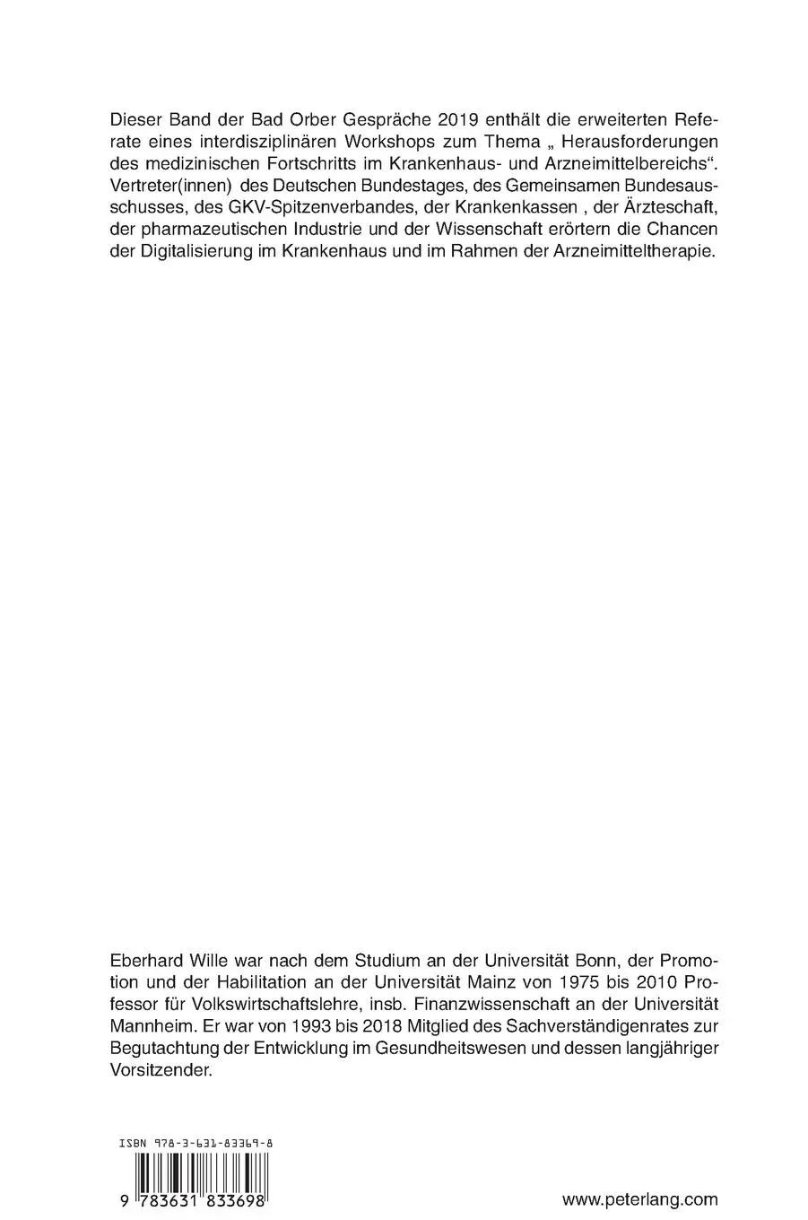 Rückseite: 9783631833698 | Herausforderungen des medizinischen Fortschritts im Krankenhaus-...