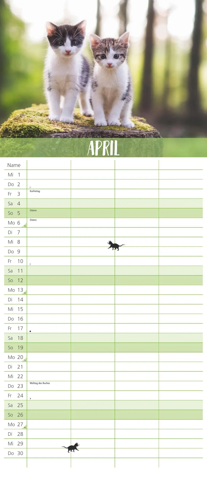 Bild: 4069095003798 | Dumonts Katzen Kalender - Familienplaner im Format 19,5 x 45 | 14 S.