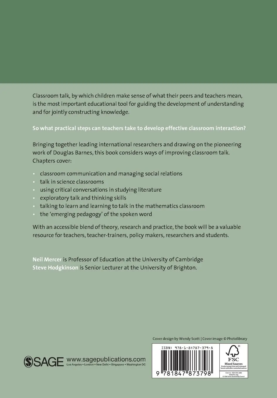 Rückseite: 9781847873798 | Exploring Talk in School | Inspired by the Work of Douglas Barnes