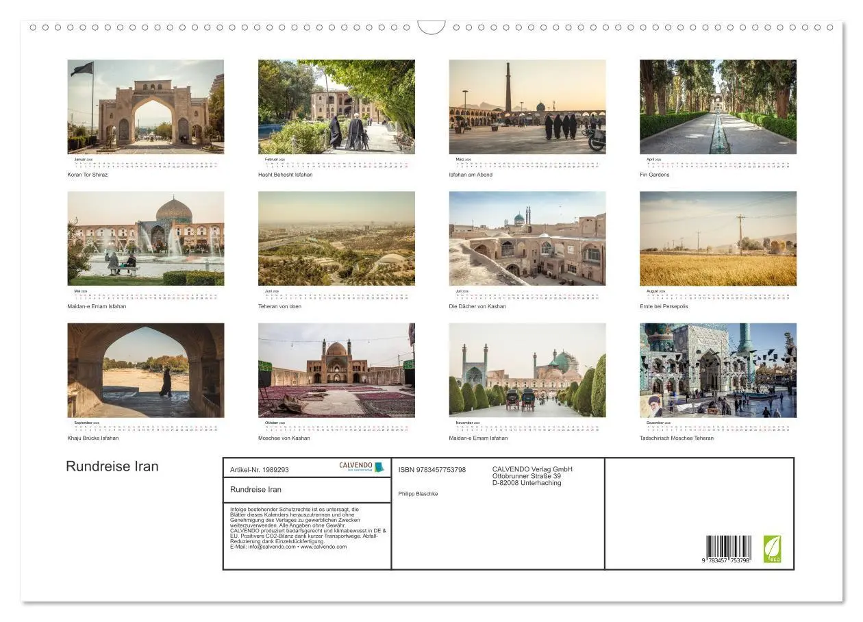 Bild: 9783457753798 | Rundreise Iran (Wandkalender 2026 DIN A2 quer), CALVENDO...